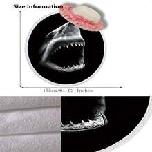 1條鯊魚圖案圓形沙灘巾,超細纖維沙灘巾,適用於夏季、沙灘、游泳池、瑜伽墊、外出 - 彩色 - 查看 2