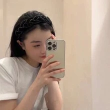 1入組女士絨面扭轉辮子髮箍,新潮時尚髮箍裝飾,突顯面部輪廓 - 彩色 - 查看 3