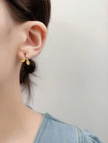 女性禮物1對時尚金色樹脂葉形耳釘,適用於女孩日常或派對佩戴 - 黃色 - 查看 7