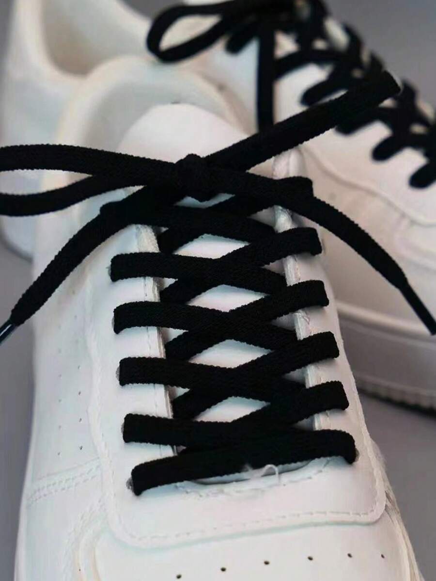 2pcs/Set Fashionable Elastic Solid Color Shoe Laces - Black - View 1