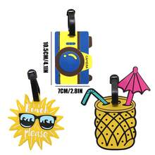 3pcs/Set Cartoon Camera, Sunshine & Pineapple Luggage Tags, Pvc Soft Rubber Name Tag For Traveling, Outdoors - Multicolor - View 3