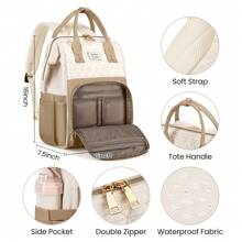 VSNOON Laptop Backpack For Women,15.6 Inch Stylish Rucksack Wide Open, College School Backpack With USB Charging Port, Water Resistant Travel Business Work Bag Computer Bookbag For Men - Khaki - View 4