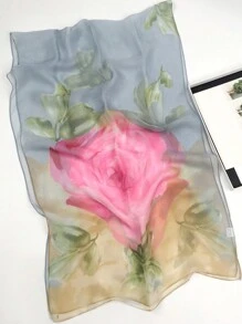 1條女士薄透明小圍巾,適用於日常休閒穿著 - 灰色 - 查看 5