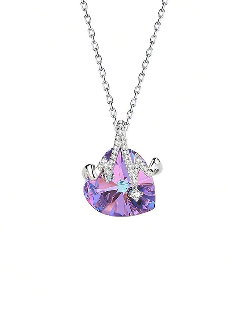 1件s925銀心跳圖形吊墜項鍊,適合女性日常佩戴,或作為朋友、長輩、情侶等贈送的禮物 - 心電圖 - 查看 1