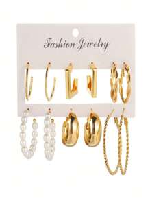 Set Of Hoop Earrings Alloy Jewelry Big Set Gifts For Women Simple Elegant Style Daily Casual Earrings Set Halloween