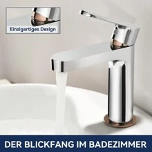 Washbasin Tap, Brass Bathroom Mixer Tap, Hot And Cold Water, Removable Bubbler - 銀色 - 查看 4