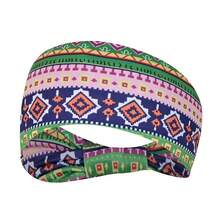 1pc Fashionable Printed Elastic Sports Headband With Knot Wide Band For Women, Running, Yoga - 5# - View 2