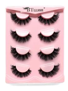 4 Pairs Of Densely Curled And Fluffy False Eyelashes With Extended Eye Corners