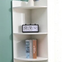 Tall Cabinet For Living Room Corner Cabinet Corner Shelf Unit, Tall Bookcase For Corner - White - View 6