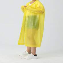 1pc Unisex Waterproof Hooded Raincoat Outdoor Jacket Perfect For Camping, Hiking - Yellow - View 2