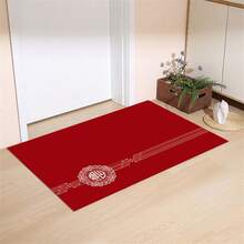 1塊紅色吉祥字符門墊地毯,進口水晶絨材質,適用於門廳/浴室/客廳,柔軟防滑可水洗 - 紅色 - 查看 7
