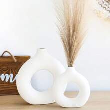 北欧风甜美花瓶，圆形花卉套装，干花仿真，家居摆设，软装装饰，房间装饰，创意甜甜圈花瓶，客厅装饰，桌面花瓶，茶几花瓶，餐桌花瓶，电视柜花瓶 - 白色 - 查看 5