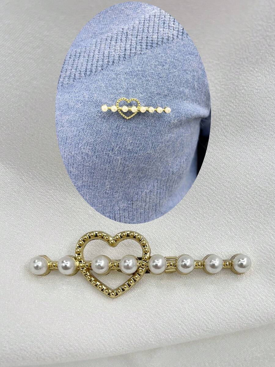 1個鋅合金心形胸針,適合日常穿著,男女適用 - 金色 - 查看 1