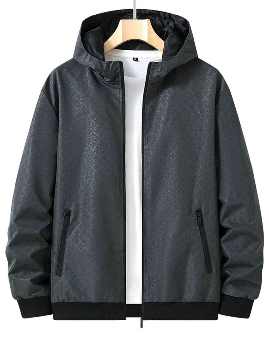 Men's Waterproof Windproof Hooded Outdoor Sports Jacket - Dark Grey - View 1