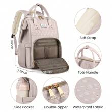 VSNOON Laptop Backpack For Women,15.6 Inch Stylish Rucksack Wide Open, College School Backpack With USB Charging Port, Water Resistant Travel Business Work Bag Computer Bookbag For Men - Baby Pink - View 4