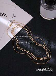 2pcs/Set Fashionable Minimalist Chain Style Bracelet Set, Suitable For Women's Daily Wear - Yellow Gold - View 5