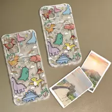 1pc Card Holder Wallet Colorful Cartoon Dinosaur Pattern Shockproof Phone Case Compatible With Iphone, Samsung, Xiaomi And Redmi Series - Multicolor - View 1