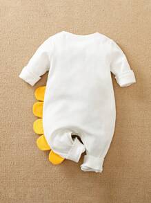 Yierying Tutina neonato maschio con motivo colorblock, simpatica stampa di coccodrillo con corna, colletto rotondo, morbida, per primavera/autunno