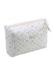 Túi đựng đồ trang điểm du lịch in hình quả anh đào dễ thương, 1 chiếc túi xách đựng mỹ phẩm đa năng nhẹ chống thấm nước, túi đựng đồ tắm, ví đựng mỹ phẩm di động có khóa kéo đựng son môi, cọ, đồ chăm sóc da, điện thoại di động, tiền xu, đồ dùng nhỏ, dùng ở nhà, du lịch, nghỉ mát và đi học, - trắng - Xem 3