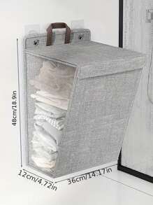 1入掛壁式洗衣籃,髒衣物儲物籃,家用折疊式洗衣籃,適用於浴室,臥室,客廳,家庭整理 - 灰色 - 查看 5