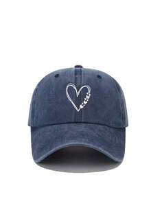 1pc Women's Outdoor Printed Heart & Butterfly Design Washed Baseball Cap With Sun Protection And Adjustable Comfortable Fit, Suitable For Spring/Autumn Travel Or Beach Vacation For Men Too, Y2k Style Youth Hat - Grey - View 7