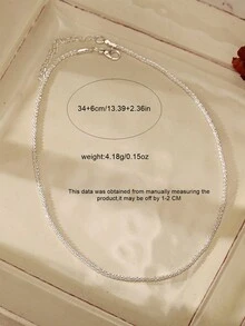 1pc Shinny & Minimalist Girls' Necklace With Simple Ins Style, Collarbone Chain, College Style - Silver - View 3