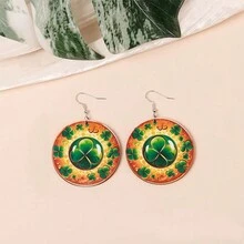 1對時尚愛爾蘭聖派翠克節帽子和四葉草元素木耳環,適合女性佩戴 - 綠色牛仔帽 - 查看 10