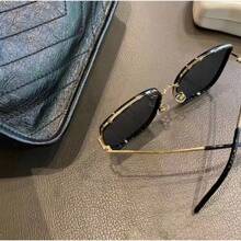 New White Rimmed Oversized Square Fashion Glasses, Retro Korean For Women Beach Accessories For Women Glasses Shades For Summer Beach Vacation,Outdoor,Travel - Multicolor - View 4