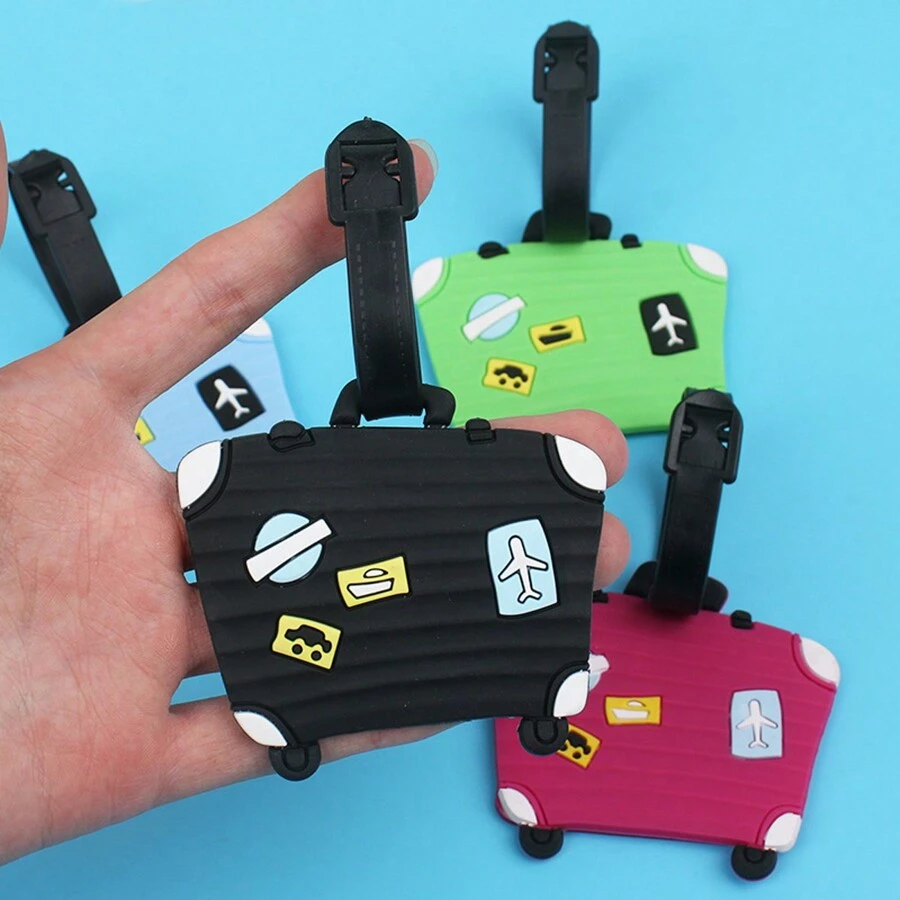 1pc Cartoon Luggage Tag Pvc Rubber Checked-In Tag Creative Boarding Pass Travel Suitcase Tag - Green - View 1