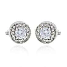 男士男孩優雅小巧的圓形袖扣,紫色水晶奢華的法式恤衫袖扣鈕扣男士珠寶禮物2024 - 銀色 - 查看 9