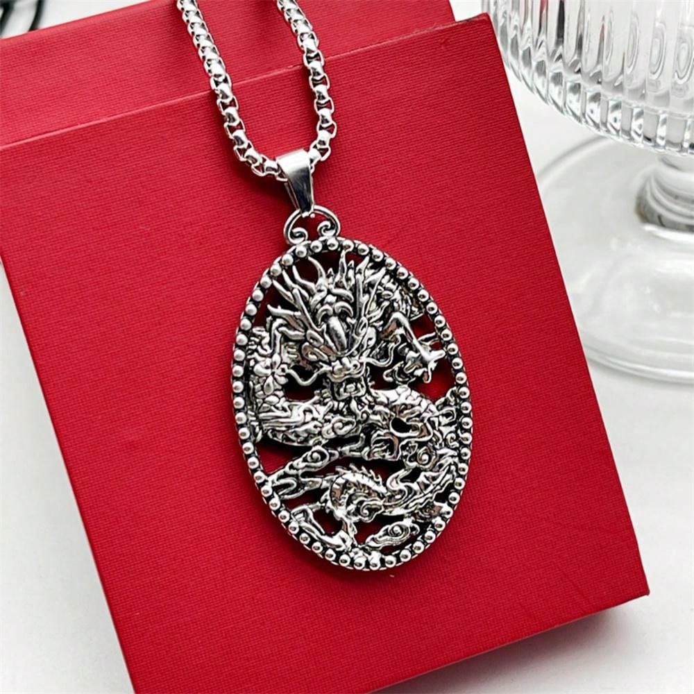 Chinese Style Men'S Dragon Pendant Necklace, Perfect For Year Of The Dragon, Spring Festival