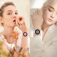 Unbeinst 1 条 20 毫米压纹玫瑰硅胶表带，女式防水运动表带，兼容三星 Galaxy Watch 6/5/4（40 毫米 44 毫米）/Galaxy Watch 5 Pro（45 毫米）/Galaxy Active 2/Galaxy Watch 3 - 煙紫色 - 查看 7