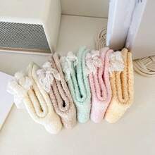 Winter New Arrival Thickened & Warm Coral Fleece Anti-Skid Socks With Lace, Girl Fleece Sleep Socks - Pink - View 7