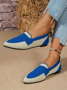 2023 Spring Summer Fashionable And Breathable Knitted Pointed Toe Flat Loafers For Women - Multicolor - View 5