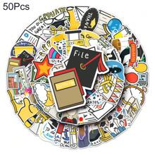 50入原創畢業季貼紙,涂鴉卡通設計,非侵權,可貼於diy、手機、行李上 - 黑色 - 查看 9