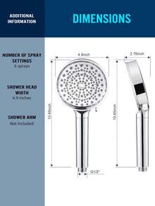 Shower Head With Handheld, High Pressure 6 Spray Mode Showerhead With Filters, Water Softener Filters Beads For Hard Water - Remove Chlorine - Reduces Dry Itchy Skin, Matte Black
