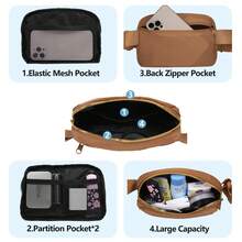 1pc Unisex Waist Pack For Running Fanny Pack For Women And Men Crossbody Belt Bag Bum Bag With Adjustable Strap For Sports - Brown - View 4