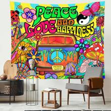 1pc Fantasy Cartoon Tapestry With Flowers, Butterflies, Mushrooms & Abstract Printed Polyester Fabric Banner For Home Bedroom Decoration (Clip Not Included) - Multicolor - View 1