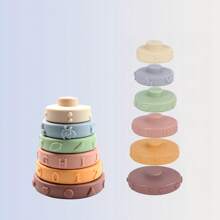 嬰兒軟矽膠積木玩具組包括帶有數字和圖案的堆疊和環形玩具,適合早期智力發展。適合兒童觸摸、抓握和早期教育活動,配有bibi音箱。 - 數位款 - 查看 6