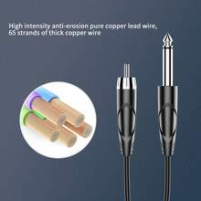 Straight RCA Spiral Tattoo Machine Connection Cable - Black - View 6