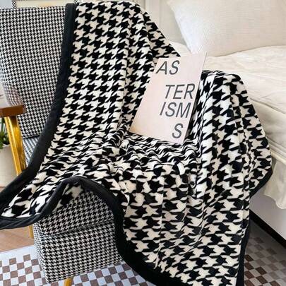 黑白棋盤款空調毯，沙發毯，輕軟覆蓋毯，辦公室和家用午睡毯