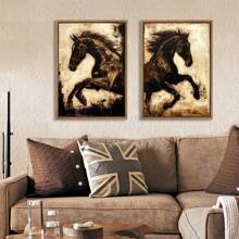 2 件/套帆布藝術裝飾復古馬海報適用於客廳、廚房、牆壁藝術無框防水大尺寸 - 彩色 - 查看 3