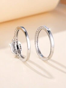 Vanel 2入組精美疊戴戒指玫瑰圓環＋永恆戒指,鑲有紫色鋯石,搭配日常服飾,是您送給心儀的人完美的約會禮物 - 黑色 - 查看 2