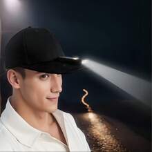 UXSIO LED Solar Ultra Bright Hat,Baseball Cap  SOS  Outdoors LED Flash Light Cap For Cycling Fishing Jogging Camping Adjustable Hat Adult One Size Fits All White Pink Black - White - View 9