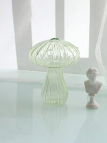 1入組北歐風格水培蘑菇造型瓶,窄口光澤半透明玻璃花瓶,適用於家庭辦公室客廳裝飾,創意植物瓶 - 綠色 - 查看 3