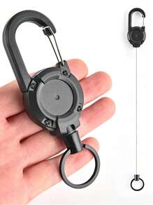 1 件男士（圆形）伸缩钥匙扣，防丢失钥匙圈，带弹簧钩。便携，适合日常和户外使用休闲弹性钥匙扣 - 先进的防盗设计，收缩顺畅 - 非常适合户外露营和野餐探险 - 安全钥匙扣 - 多功能伸缩扣钢丝绳钥匙链 - 易于拉动、防丢失、回弹、耐用 - 非常适合户外露营和徒步旅行 - 黑色 - 查看 3