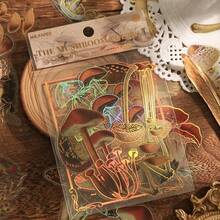 1 件裝復古植物元素設計 Pvc 貼紙,帶有金箔,用於裝飾計劃表和日記 - 蕨草樂趣 - 查看 3