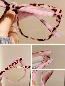 2024 New Retro Floral Decor Oversized Eyeglasses Frame, Fashionable Square Frame In European And American Style (Ins) - Multicolor - View 4