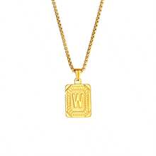 1pc Women's Titanium Steel Letter Necklace - 26 Alphabet Square Plate Pendant Clavicle Chain, Suitable For Daily Wear, Festivals And Parties - M - View 21