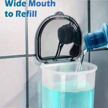 1pc Wall Mounted Liquid Soap Dispenser And Laundry Powder Dispenser, Space-Saving Soap Dispenser Holder, Bathroom Accessories, Organizer And Storage Cupboard Home Bathroom Decor - Clear - View 3